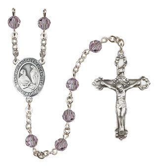 Sterling Silver 6mm Austrian Crystal Saint Mary Magdalene of Canossa Rosary in Light Amethyst