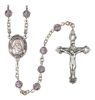 Sterling Silver 6mm Austrian Crystal Saint Jadwiga of Poland Rosary in Light Amethyst