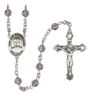 Sterling Silver 6mm Austrian Crystal Saint Jose Sanchez del Rio Rosary in Light Amethyst