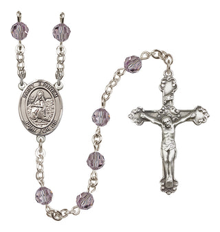 Sterling Silver 6mm Austrian Crystal Saint Ephrem Rosary in Light Amethyst