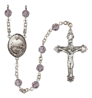 Sterling Silver 6mm Austrian Crystal Pope Francis Rosary in Light Amethyst
