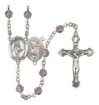 Sterling Silver 6mm Saint Christopher/Tennis Rosary
