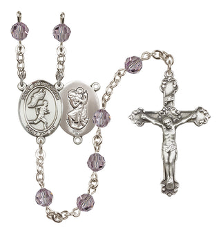 Sterling Silver 6mm Saint Christopher/Track&Field-Men Rosary