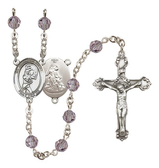 Sterling Silver 6mm Austrian Crystal Guardian Angel/Softball Rosary in Light Amethyst