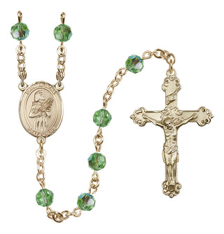 14 Karat Gold-Filled 6mm Austrian Crystal Saint Agatha Rosary in Peridot