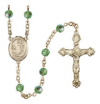 14 Karat Gold-Filled 6mm Austrian Crystal Saint Cecilia Rosary in Peridot