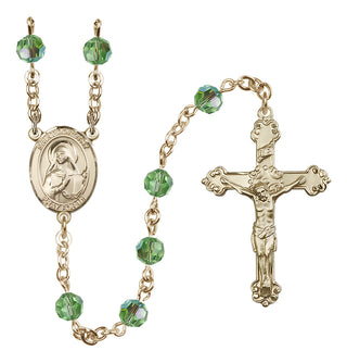 14 Karat Gold-Filled 6mm Austrian Crystal Saint Dorothy Rosary in Peridot