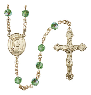 14 Karat Gold-Filled 6mm Austrian Crystal Saint Elizabeth of Hungary Rosary in Peridot