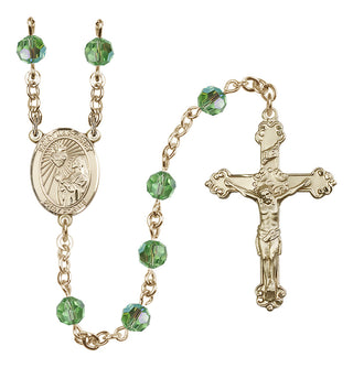 14 Karat Gold-Filled 6mm Austrian Crystal Saint Margaret Mary Alacoque Rosary in Peridot