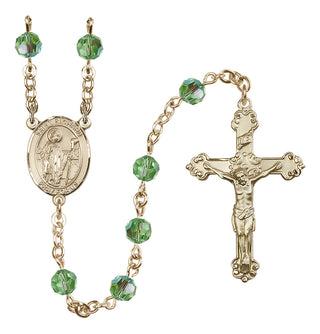 14 Karat Gold-Filled 6mm Austrian Crystal Saint Richard Rosary in Peridot