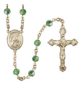 14 Karat Gold-Filled 6mm Austrian Crystal Saint Sarah Rosary in Peridot