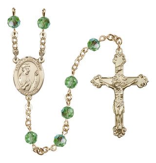 14 Karat Gold-Filled 6mm Austrian Crystal Saint Thomas More Rosary in Peridot