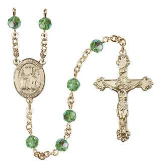 14 Karat Gold-Filled 6mm Austrian Crystal Saint Valentine of Rome Rosary in Peridot