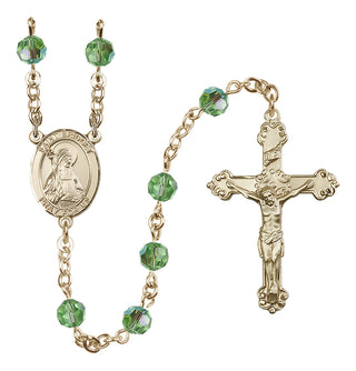 14 Karat Gold-Filled 6mm Austrian Crystal Saint Bridget of Sweden Rosary in Peridot
