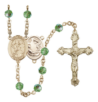 14 Karat Gold-Filled 6mm Austrian Crystal Saint Cecilia / Marching Band Rosary in Peridot