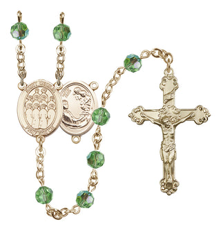 14 Karat Gold-Filled 6mm Austrian Crystal Saint Cecilia / Choir Rosary in Peridot
