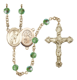 14 Karat Gold-Filled 6mm Austrian Crystal Saint Sebastian / Rodeo Rosary in Peridot