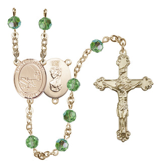 14 Karat Gold-Filled 6mm Austrian Crystal Saint Christopher / Fishing Rosary in Peridot