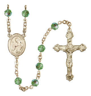 14 Karat Gold-Filled 6mm Austrian Crystal Saint Alphonsus Rosary in Peridot