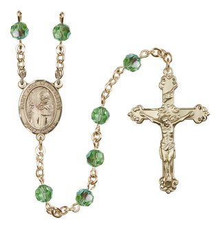 14 Karat Gold-Filled 6mm Austrian Crystal Saint John of the Cross Rosary in Peridot