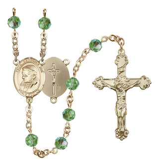 14 Karat Gold-Filled 6mm Austrian Crystal Pope Emeritace Benedict XVI Rosary in Peridot