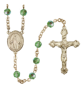 14 Karat Gold-Filled 6mm Austrian Crystal Our Lady of Peace Rosary in Peridot