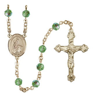 14 Karat Gold-Filled 6mm Austrian Crystal Saint Isabella of Portugal Rosary in Peridot