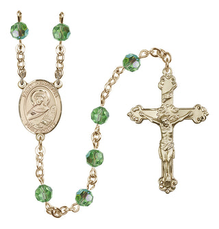 14 Karat Gold-Filled 6mm Austrian Crystal Saint Perpetua Rosary in Peridot