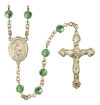 14 Karat Gold-Filled 6mm Austrian Crystal Saint Deborah Rosary in Peridot