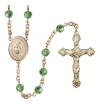 14 Karat Gold-Filled 6mm Austrian Crystal Virgen de la Merced Rosary in Peridot