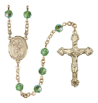 14 Karat Gold-Filled 6mm Austrian Crystal Saint Peter Nolasco Rosary in Peridot
