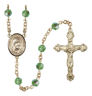 14 Karat Gold-Filled 6mm Austrian Crystal Saint Teresa of Calcutta Rosary in Peridot