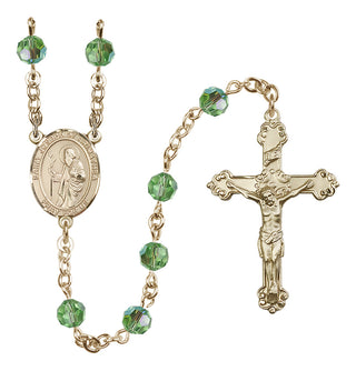 14 Karat Gold-Filled 6mm Austrian Crystal Saint Joseph of Arimathea Rosary in Peridot