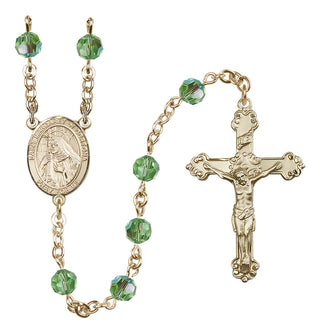 14 Karat Gold-Filled 6mm Austrian Crystal Saint Margaret of Cortona Rosary in Peridot