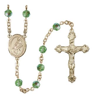 14 Karat Gold-Filled 6mm Austrian Crystal Saint Thomas of Villanova Rosary in Peridot