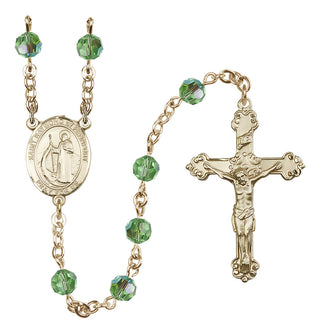 14 Karat Gold-Filled 6mm Austrian Crystal Saint Raymond of Penafort Rosary in Peridot