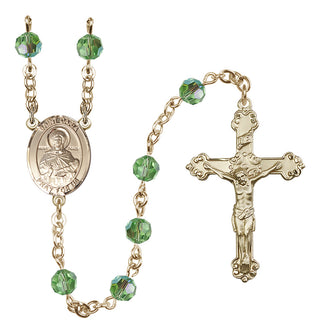 14 Karat Gold-Filled 6mm Austrian Crystal Saint Daria Rosary in Peridot