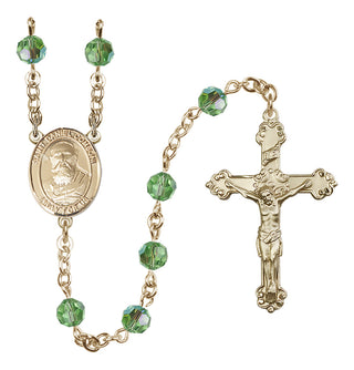 14 Karat Gold-Filled 6mm Austrian Crystal Saint Daniel Comboni Rosary in Peridot