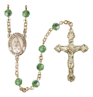 14 Karat Gold-Filled 6mm Austrian Crystal Our Lady of Rosa Mystica Rosary in Peridot