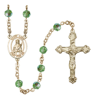 14 Karat Gold-Filled 6mm Austrian Crystal Saint Lucy Rosary in Peridot