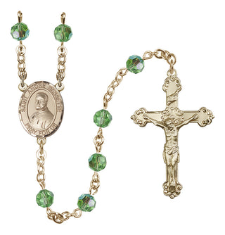 14 Karat Gold-Filled 6mm Austrian Crystal Saint Andre Bessette Rosary in Peridot
