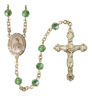14 Karat Gold-Filled 6mm Austrian Crystal Saint Joseph Marello Rosary in Peridot