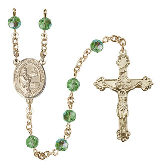14 Karat Gold-Filled 6mm Austrian Crystal Saint Claude de la Colombiere Rosary in Peridot