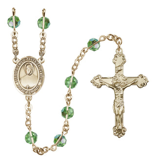 14 Karat Gold-Filled 6mm Austrian Crystal Blessed Emilie Tavernier Gamelin Rosary in Peridot