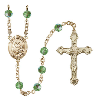 14 Karat Gold-Filled 6mm Austrian Crystal Saint Norbert of Xanten Rosary in Peridot
