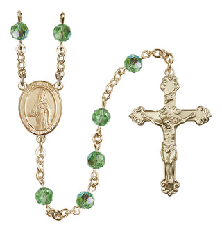 14 Karat Gold-Filled 6mm Austrian Crystal Saint Emma Uffing Rosary in Peridot
