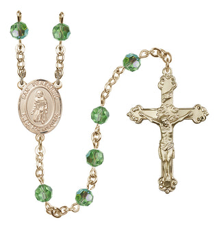 14 Karat Gold 6mm Austrian Crystal San Peregrino Rosary in Peridot