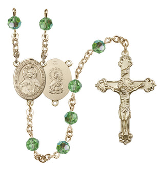 14 Karat Gold 6mm Austrian Crystal Scapular Rosary in Peridot