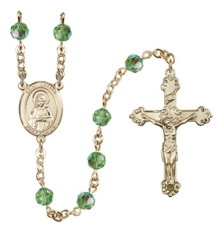 14 Karat Gold 6mm Austrian Crystal Saint Lillian Rosary in Peridot