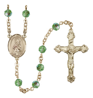 14 Karat Gold 6mm Austrian Crystal Saint Matilda Rosary in Peridot